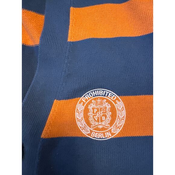 Prohibited Unisex Cardigan Orange/Vintage Purple Stripe Three Button Size L - Picture 7 of 14